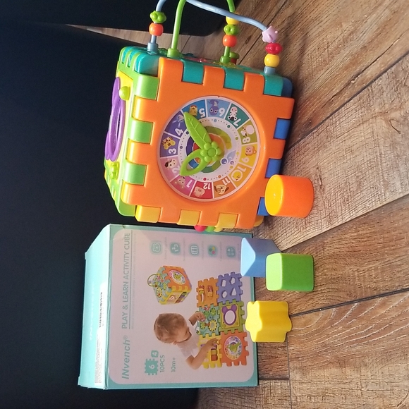 Baby activity cube educational shape sorter bead maze mirror clock puzzle - Picture 1 of 6